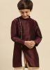 Brown Kids Readymade Plain Kurta & Pajama
