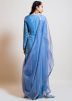Blue Readymade Mirror Embellished Flared Palazzo Suit