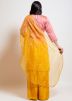Readymade Peach and Yellow Shaded Asymmetric Palazzo Suit
