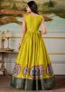 Green Zari Woven Gown With Jacket