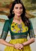 Green Zari Woven Gown With Jacket