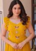 Yellow Embroidered Gown In Georgette