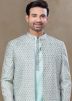 Blue Embroidered Indo Western Sherwani Set