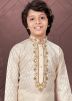 Readymade Woven Jacquard Kids Kurta Pajama In Cream