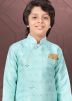 Blue Readymade Kids Indowestern Sherwani In Jacquard