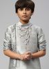Grey Readymade Kids Embroidered Kurta Pant