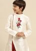 White Readymade Kids Embroidered Kurta & Pajama