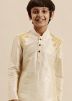 Kids Readymade Embroidered Cream Kurta Pajama