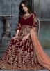 Maroon Embroidered Velvet Bridal Anarkali Suit