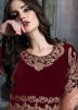 Maroon Embroidered Velvet Bridal Anarkali Suit