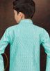 Readymade Embroidered Turquoise Kids Indo Western Sherwani
