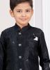 Readymade Kids Black Embroidered Indo Western Sherwani