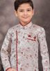 Readymade Grey Kids Woven Indo Western Sherwani