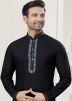 Black Readymade Men Kurta Pajama Set