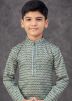 Green Printed Kurta Pajama In Rayon