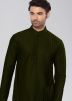 Green Lycra Cowl Kurta With Churidar