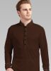Readymade Brown Lycra Pathani Suit