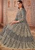 Grey Net Embroidered Anarkali Suit With Dupatta