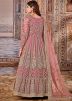Pink Net Embroidered Anarkali Salwar Kameez