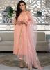 Peach Embroidered Readymade Pant Style Salwar Suit