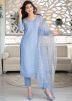 Blue Embroidered Readymade Chanderi Salwar Kameez