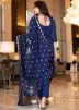 Blue Chanderi Readymade Pant Style Suit Set