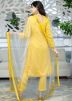 Yellow Readymade Hand Work Pant Style Suit
