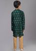 Green Woven Kids Readymade Kurta Pajama Set