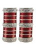 Stone Studded Red And Silver Bridal Bangle Set