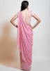 Pink Draped Dupatta Style Embellished Top With Skirt