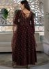 Brown Asymmetric Readymade Suit With Sequins Embroidery