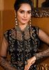 Black Sequins Embroidered Anarkali Suit In Net