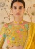 Yellow Embroidered Organza Saree With Blouse