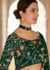 Green Embroidered Heavy Border Saree With Blouse