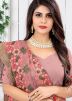 Pink Resham Embroidered Net Saree