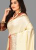 Cream Banarasi Silk Zari Saree With Blouse
