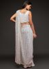 White Sequins Embroidered Heavy Saree In Georgette