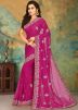 Pink Georgette Hand Work Saree With Blouse