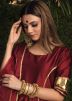 Maroon Readymade Laced Anarkali Style Suit
