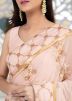 Peach Zari Embroidered Georgette Saree & Blouse