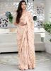 Peach Zari Embroidered Georgette Saree & Blouse