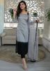 Readymade Grey & Black Embroidered Pant Suit