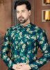 Green Floral Digital Printed Sherwani With Churidar