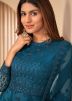 Embroidered Blue Anarkali Suit In Abaya Style