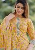Readymade Yellow Floral Block Printed Palazzo Suit