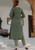 Green Readymade Angrakha Style Cotton Suit