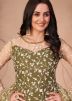Green Embroidered Net Pant Suit Set
