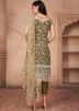 Green Embroidered Net Pant Suit Set
