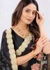 Black Heavy Border Embroidered Saree In Net