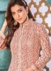 Peach Slit Style Embroidered Anarkali Suit Set